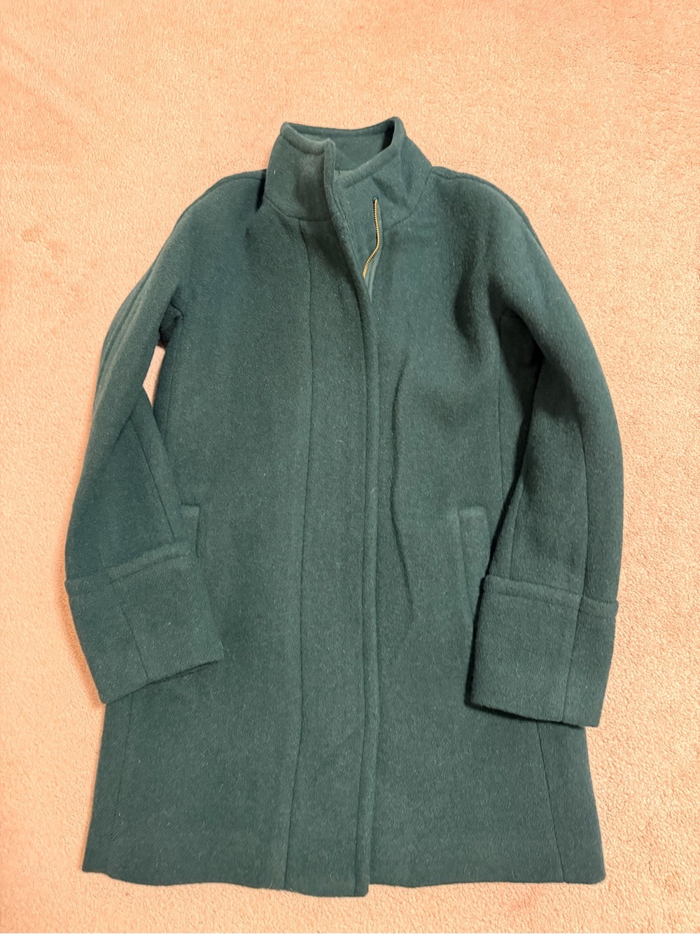 JCrew Women’s Forest Green Wool-Blend Stand Collar Coat
